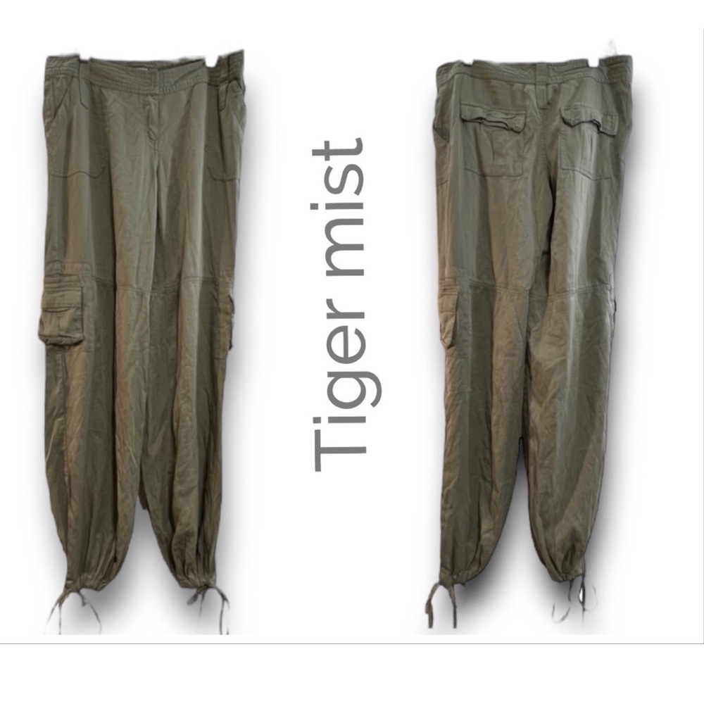 TIGER MIST Khaki Green Cargo pants drawstring ankles SZ 10 NWOT